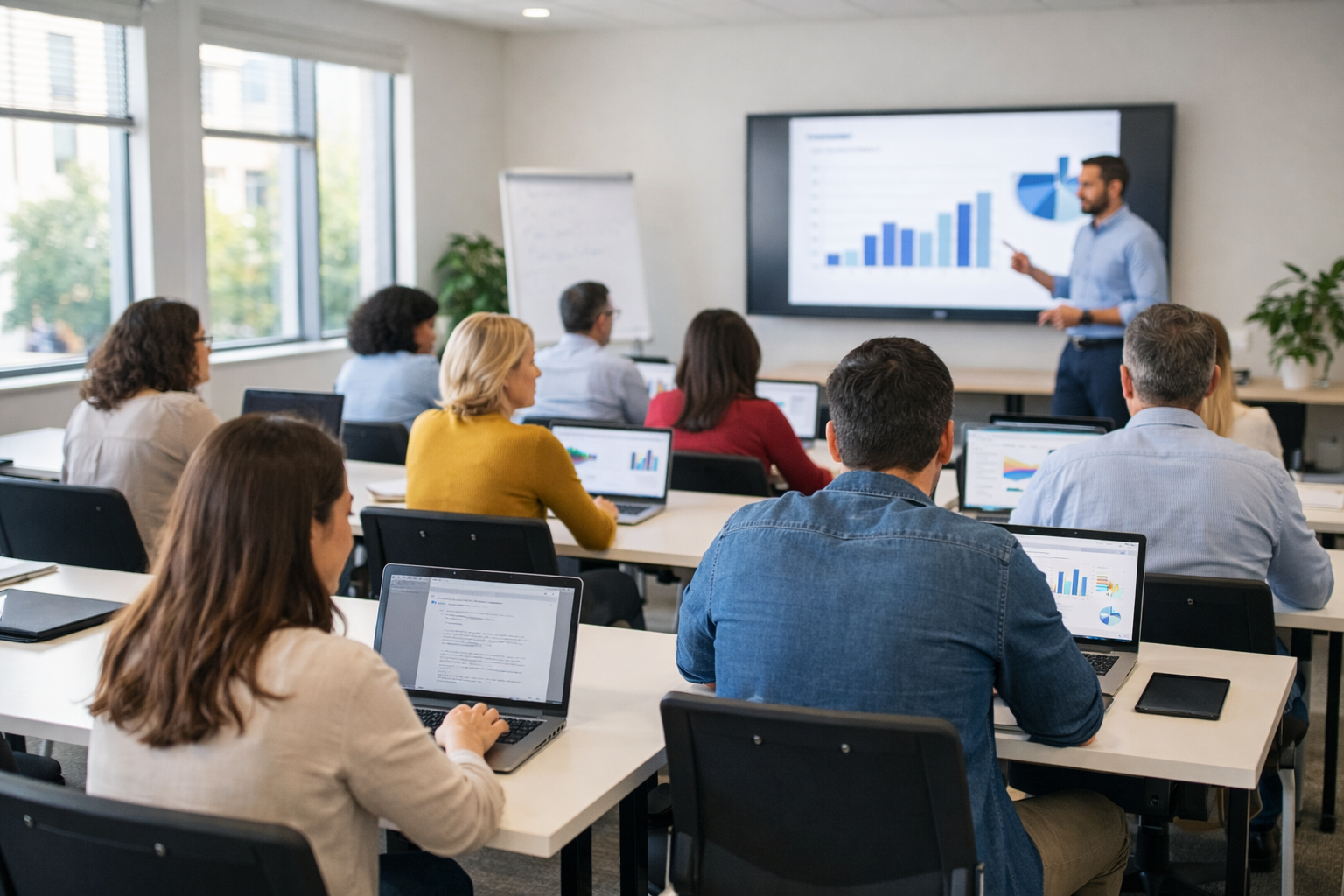 Aula moderna con alumnos